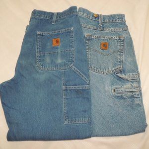LOT OF 2 MENS CARHARTT Denim Jean Pants 36 x 28